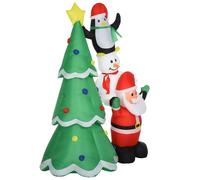 Babbo Natale Gonfiabile 170x115x243 cm con Pinguino e Pupazzo di Neve per Esterno