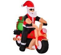 Babbo Natale Gonfiabile 180x90x165 cm con Motocicletta e Luci LED Multicolore