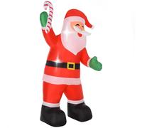 Babbo Natale Gonfiabile 243cm Bastoncino di Zucchero 2 Luci a LED Impermeabile