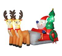 Babbo Natale gonfiabile con slitta e renna gonfiabile natalizia con luci a LED per esterni e interni 216X90X150 cm