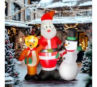 Babbo Natale gonfiabile da 150 cm con luci a LED con renne e pupazzo di neve e gonfiatore elettrico per prato da giardino esterno