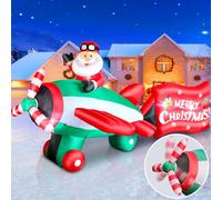 Babbo Natale gonfiabile da 3 m su elicottero animato, aereo volante con desideri, gigante, illuminato, decorazione esterna per cortile, feste, giardino, prato