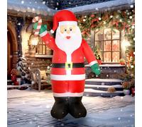 Babbo Natale gonfiabile Outsunny 240 cm, Babbo Natale gonfiabile con canna, luci a LED e gonfiatore elettrico