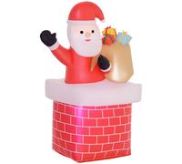 Babbo Natale gonfiabile Outsunny con sacchetto regalo che prende fuori dal camino Decorazione natalizia gonfiabile con luci a LED per esterni Rosso