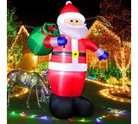 Babbo Natale gonfiabile per esterni, 2,4 m, decorazione natalizia per esterni, gigante, con luci LED integrate, sacchetto regalo, impermeabile IP44, decorazione per vacanze e feste per giardino e