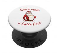 Babbo Natale ha bisogno di un latte per la prima vacanza di Natale per gli amanti del caffè PopSockets PopGrip Adesivo