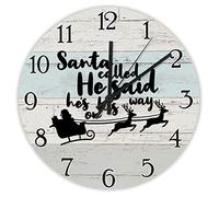 Babbo Natale Ha Chiamato E Ha Detto Che Stava Arrivando - Buon Natale Rotondo Quarzo Orologi Da Appendere Orologio Muro Silenzioso Orologio Da Parete Per Ufficio Interno Soggiorno 25Cm