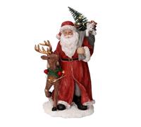 Babbo natale in resina con renna rosso con led cm 11,5x11xh21
