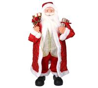 Babbo natale in tessuto rosso e oro con regali cm xh80