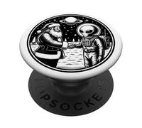 Babbo Natale incontra l'essere extraterrestre alieno spaziale PopSockets PopGrip Adesivo