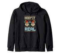 Babbo Natale Keep it Real Divertente Costume di Natale Felpa con Cappuccio