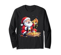 Babbo Natale Mangia Pizza Felice Natale Maglia a Manica