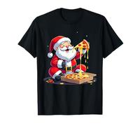 Babbo Natale Mangia Pizza Felice Natale Maglietta