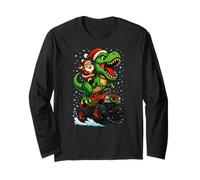 Babbo Natale Monster Truck Dinosauro Trex Buon Natale Ragazzi Ragazza Maglia a Manica
