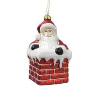 Babbo Natale nel Camino da Appendere Decorazione in Vetro - Varzi il Natale dal 1956