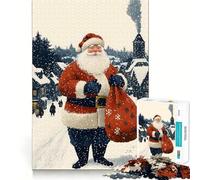 Babbo Natale nel villaggio innevato - Puzzle di Natale per adolescenti da 1000 pezzi - Gioco di logica - Divertimento al chiuso - Bordo premium - Regalo memorabile (50x75cm)