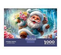 Babbo natale neve 1000 Pieces Smooth Edge Finish Babbo natale inverno Frameable Puzzle Rainy Day Activity Home Decor Vintage Inspired Zero-gap Fit 38x26cm/1000pcs