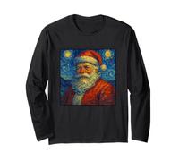 Babbo Natale Notte Stellata Van Gogh Arte di Natale Parodia di Natale Maglia a Manica