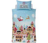 Babbo Natale Pan di Zenzero Città Copripiumone Set Letto Con Federa