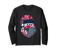 Babbo Natale Patchwork Jolly Christmas Fun Design Maglia a Manica