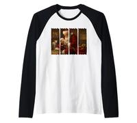 Babbo Natale Pregare su Gesù Bambino Popolare Brushstroke Natale Maglia con Maniche Raglan