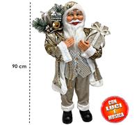 BABBO NATALE PUPAZZO H 90 CM CON LUCI E MUSICA NATALIZIA ADDOBBI NATALIZI