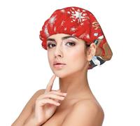 Babbo Natale, renna e pupazzo di neve con fiocco di neve stampato,Cuffia da notte in raso per adulti - Cuffia da notte elastica per donna, copricapelli per la notte