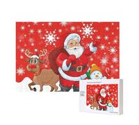 Babbo Natale, renna e pupazzo di neve con fiocco di neve stampato,Puzzle in legno da 300 pezzi per famiglie, per adulti e adolescenti, decorazioni per la casa