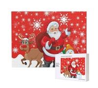Babbo Natale, renna e pupazzo di neve con fiocco di neve stampato,Puzzle in legno da 500 pezzi, gioco di famiglia, puzzle per adulti e adolescenti, decorazioni per la casa