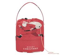 Babbo Natale Running Poster Filato Storage Bag Knitting Bag Filato con fori Conservazione da viaggio per uncinetto Strumento di lavoro a maglia