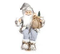 Babbo Natale Seduto Decorazione Natalizia Per La Stanza - Grigio E Bianco