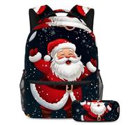 Babbo Natale si prepara al successo con il nostro set di 2 zaini per bambini, perfetto per ragazzi, ragazze, adolescenti, dotato di uno zaino di grande capacità e un astuccio, Multicolore#02,