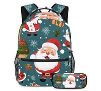 Babbo Natale si prepara al successo con il nostro set di 2 zaini per bambini, perfetto per ragazzi, ragazze, adolescenti, dotato di uno zaino di grande capacità e un astuccio, Multicolore#06,