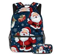 Babbo Natale si prepara al successo con il nostro set di 2 zaini per bambini, perfetto per ragazzi, ragazze, adolescenti, dotato di uno zaino di grande capacità e un astuccio, Multicolore#01,