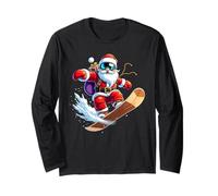 Babbo Natale Snowboard Regalo Divertente Maglia a Manica