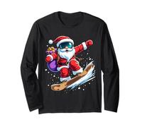 Babbo Natale Snowboard Regalo Divertente Maglia a Manica