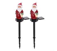 Babbo Natale solare per la luce di terra 2PCS Outdoor Decorazione natalizia | Nessun cablaggio necessario, sensore automatico dal tramonto all'alba, energia solare a risparmio energetico