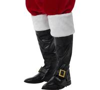 Babbo Natale Stivale Copri Deluxe Nero Pelliccia Top Uomo Accessorio Vestito