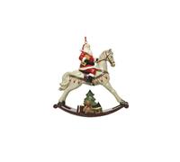 BABBO NATALE SU CAVALLO A DONDOLO IN POLIRESINA