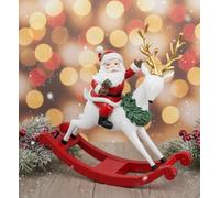 Babbo Natale su Renna a Dondolo 30,5 cm Statua Decorazione Natale Xmas