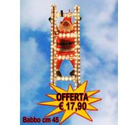 Babbo Natale su scala rigida di tubo 45Cm Illuminato Luci Decorazione Natale