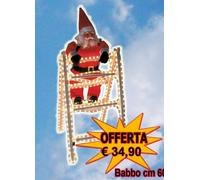 Babbo Natale su scala rigida di tubo Illuminato Luci Decorazione Natale Nicolò