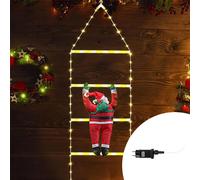 Babbo Natale su scaletta luminosa 76 Led Bianco caldo e Bianco freddo dimmerabile con telecomando Wisdom