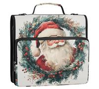 Babbo Natale su una corona stile acquerello 3,8 cm 3 anelli scuola cerniera raccoglitore con tracolla tasche multiple portafoglio raccoglitore per la scuola Carpeta del organizador