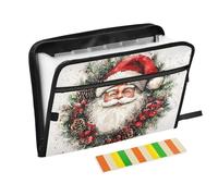 Babbo Natale su una ghirlanda portadocumenti ad acquerello 13 tasche formato A4 lettera con chiusura a cerniera per la cartella di file di casa ufficio con cerniera expando