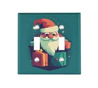 Babbo Natale Taking Presents - Placca per interruttore della luce a 2 moduli, copertura decorativa per interruttore della luce, per camera da letto, cucina, decorazione artistica, 11,4 x 11,7 cm