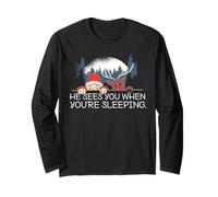 Babbo Natale Ti Vede Quando dormi Meme di Natale Maglia a Manica