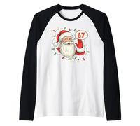 Babbo Natale urlando Sei Sette Divertente Vacanza Meme Maglia con Maniche Raglan
