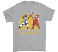 Babbo Natale Vs Contro Gesù Divertente Natale Uomo T-Shirt 100% Cotone