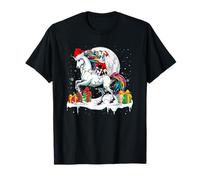 Babbo Natale Whippet Equitazione Unicorno Natale Proprietario Bambini Famiglia Maglietta